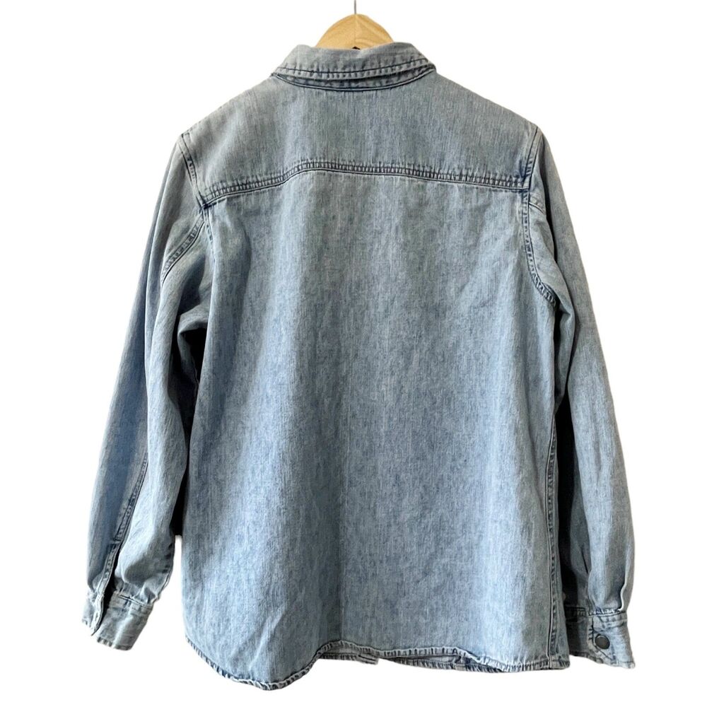 NY Jeans New York & Company Blue Denim Jean Button Up Jacket Shacket Sz XL - Picture 2 of 6